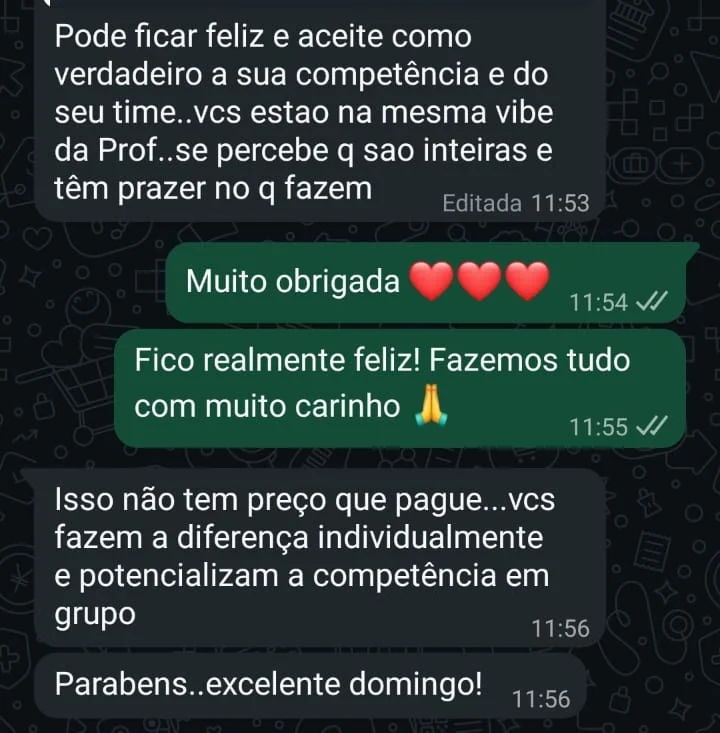 Aluna dizendo que a competência da Dra. Letícia e do time se percebe nas aulas e que a Pós faz diferença individualmente e potencializa a competência em grupo